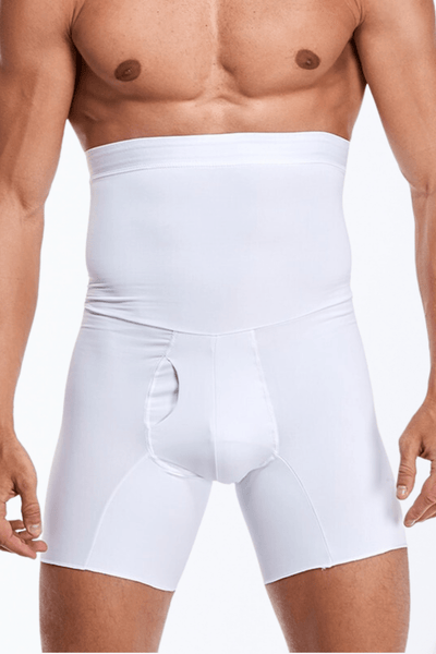 Gaine amincissante blanc pour homme en forme de shorty